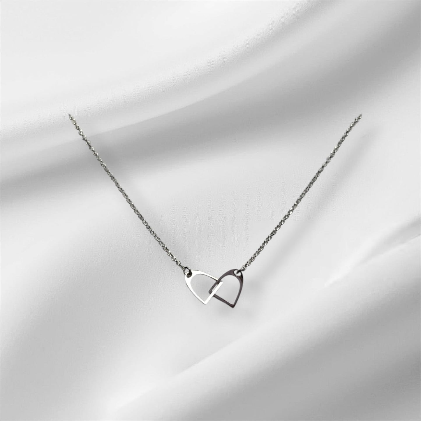 Argentium Silver Interlinked Stirrups Pendant with Sterling Silver Chain