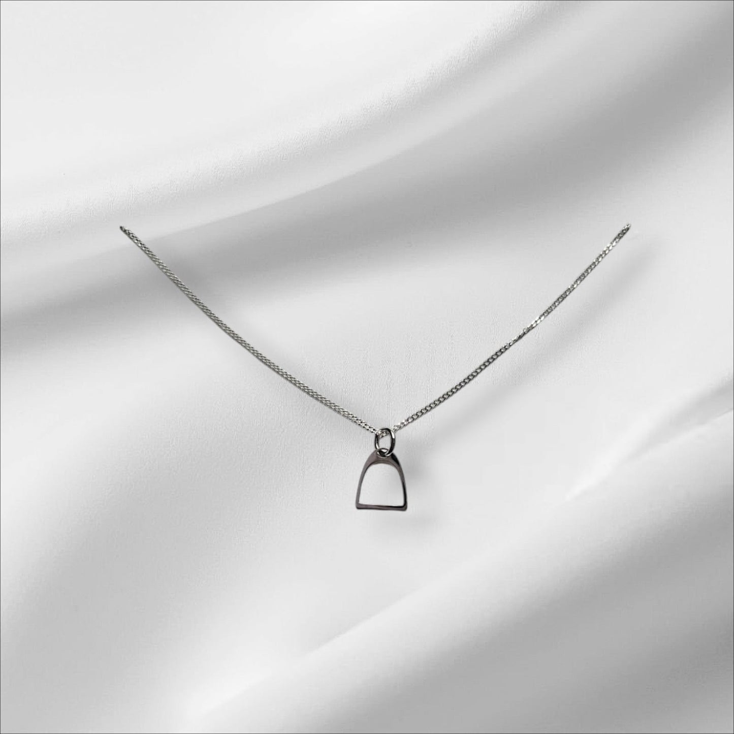 Argentium Silver Single Stirrup Pendant with Sterling Silver Chain