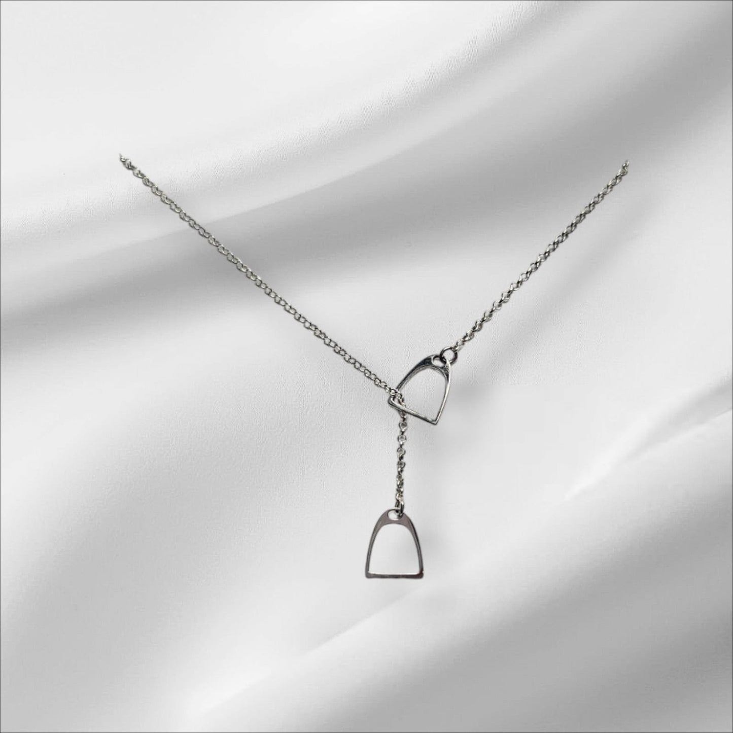 Thread-Through Stirrups Pendants on Sterling Silver Chain