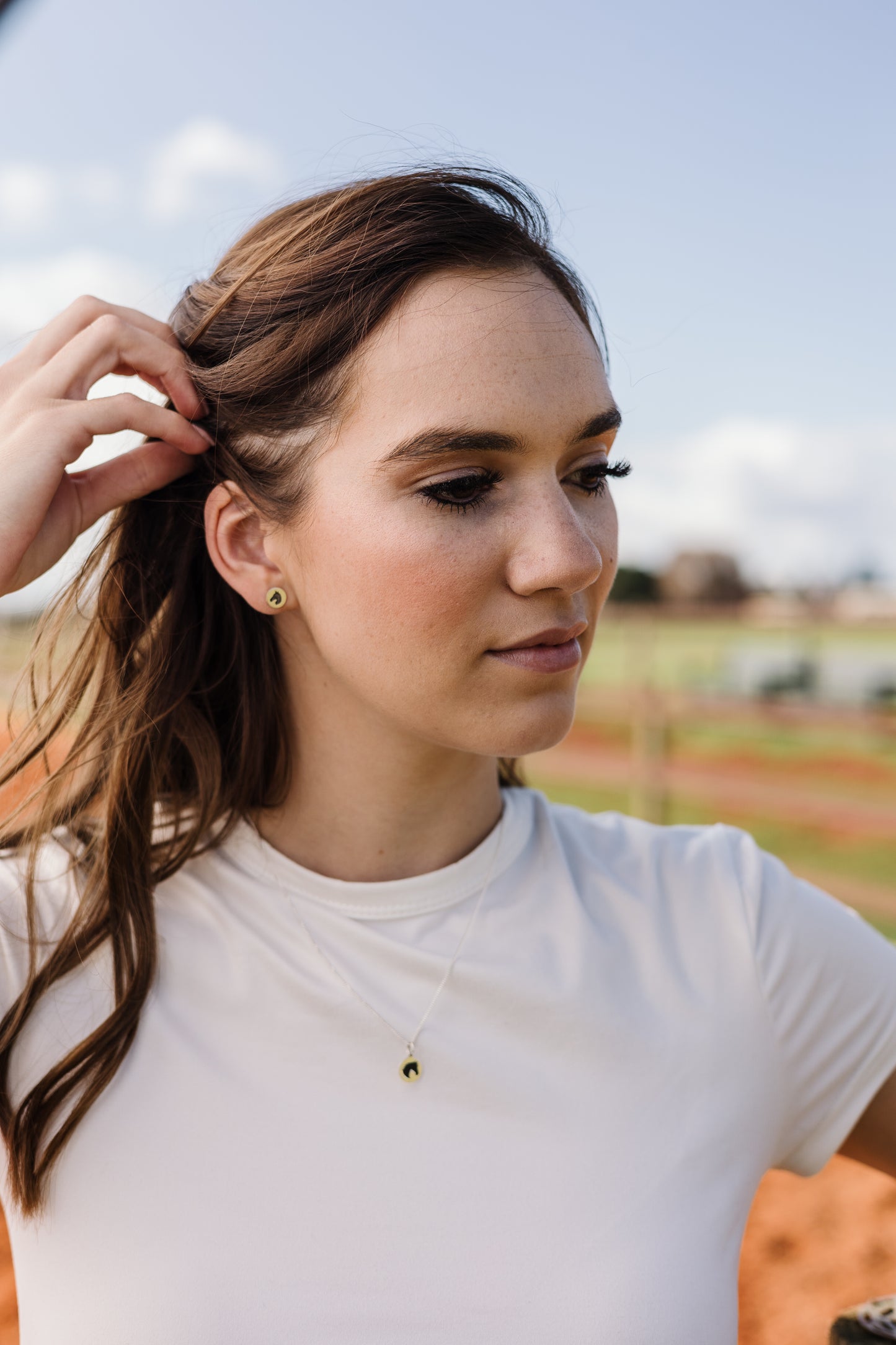 Round Disk Horse Earrings