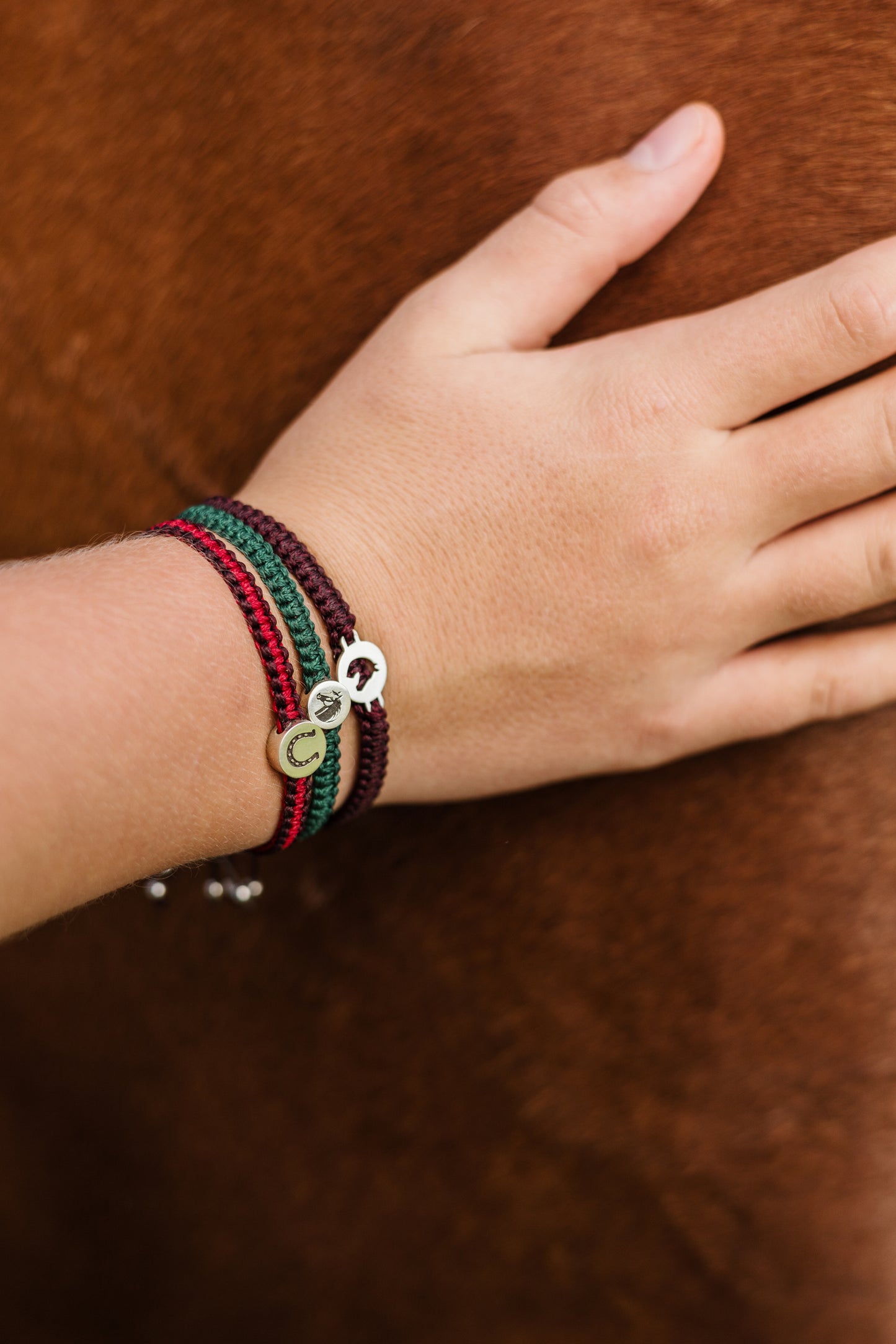 Bead Horse Shoe Pendant on Wax Cord