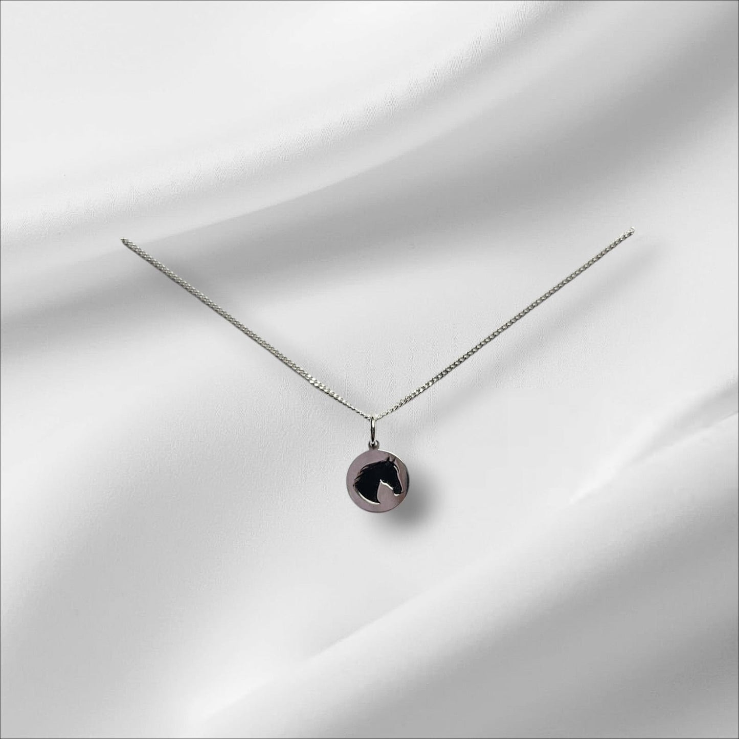 Argentium Silver Horse Head Pendant with Sterling Silver Chain